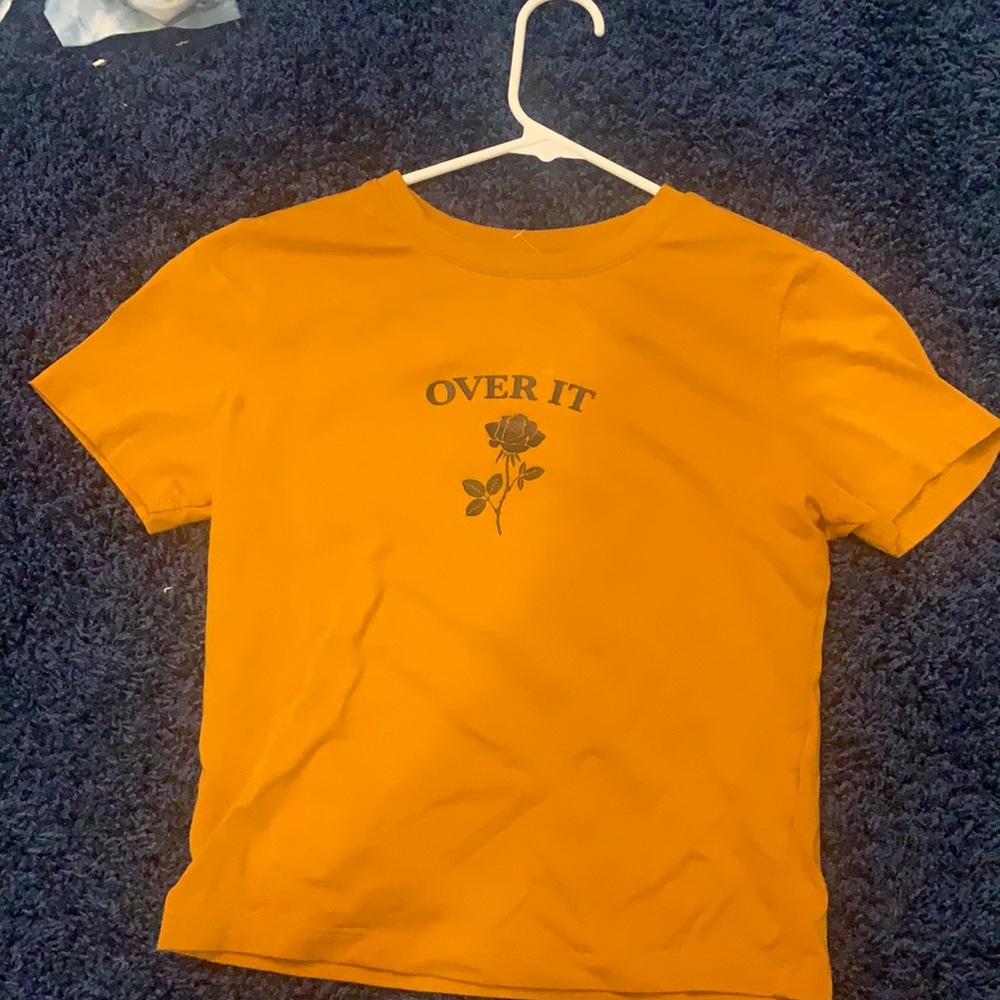 forever 21 gold crop t shirt/size small